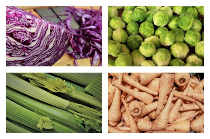 British Seasonal Food in December vegetables veg UK