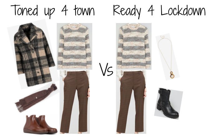 capsule wardrobe winter 2020 AW2020 neppy stripe jumper check trousers outfit ideas