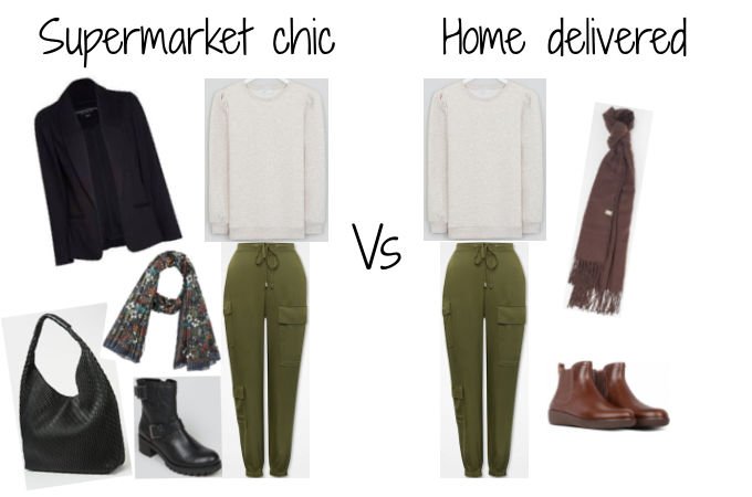 capsule wardrobe winter 2020 AW2020 oatmeal sweatshirt jumper khaki trousers joggers outfit ideas