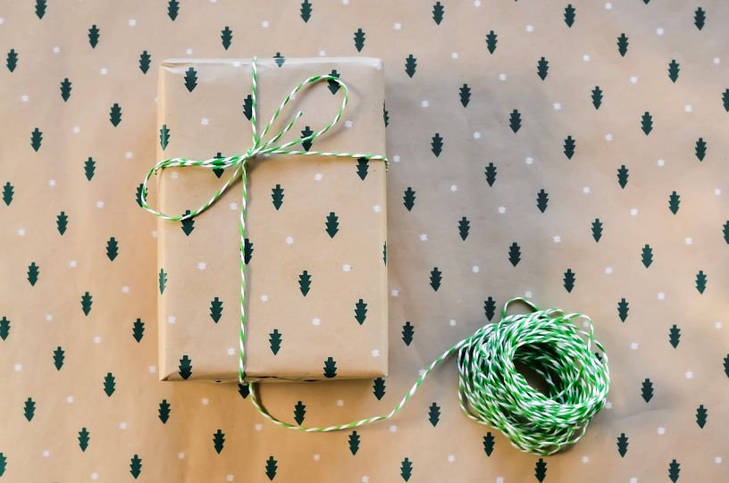 christmas gift wrapping in progress
