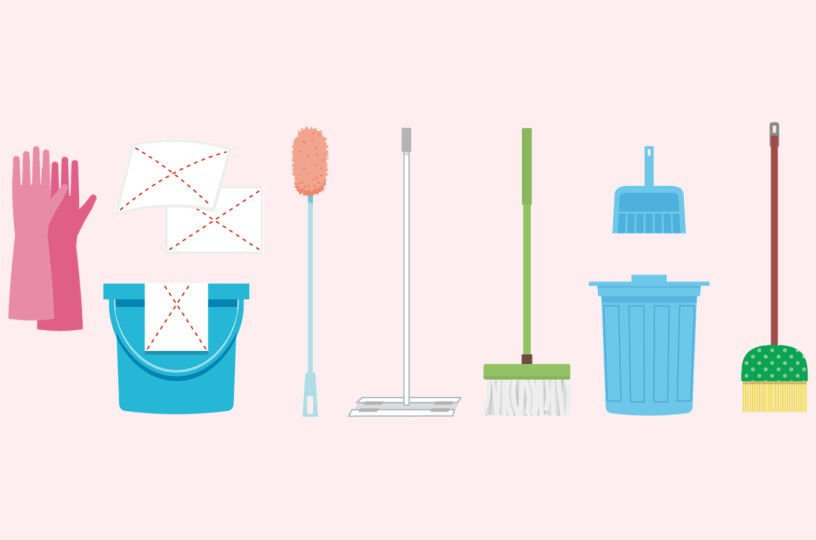 Cleaning tools and products get organised at home