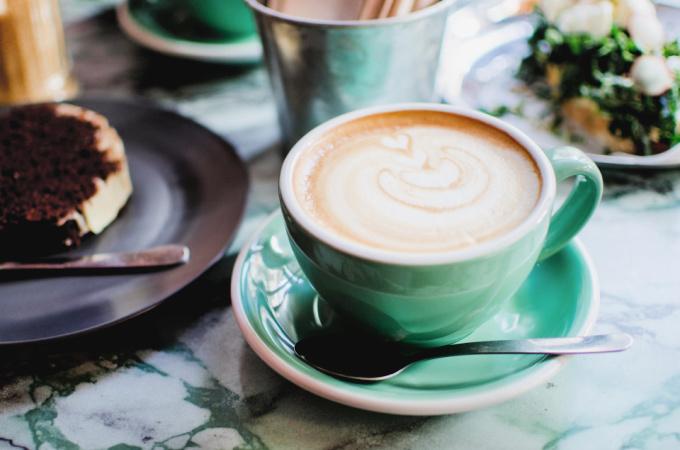 coffee and cake teal cup