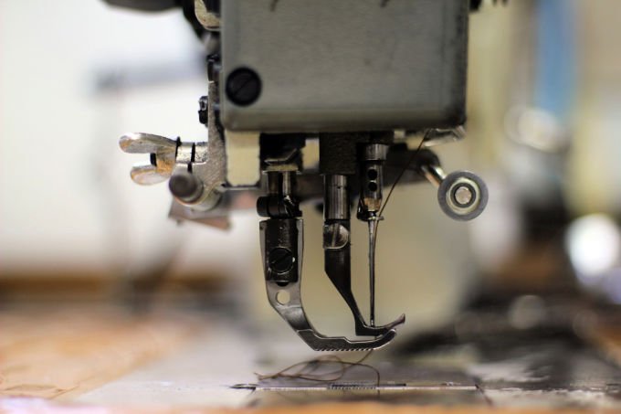 Commercial sewing machine in garment factory