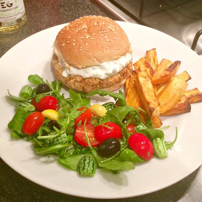 Empty the Freezer Challenge EmptyTheFC 2017 week 4 falafel burger tzatziki topping by Penny Golightly