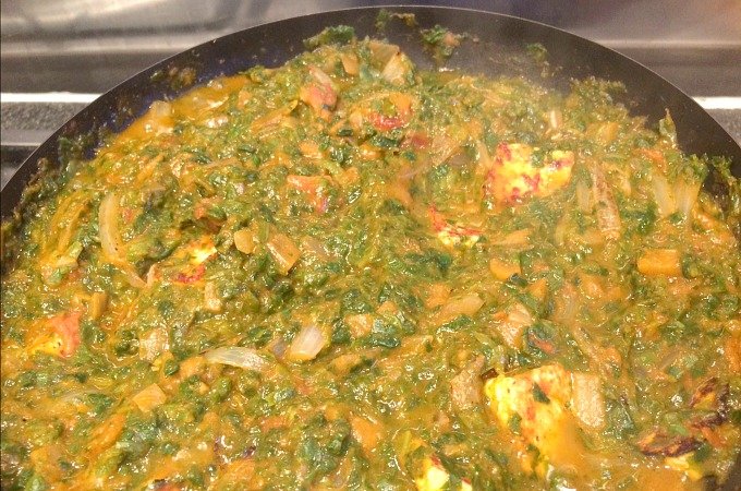 Empty the Freezer Challenge week 3 saag paneer spinach curry