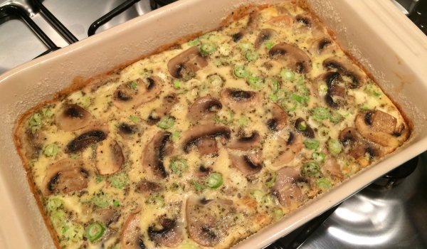 Empty the Storecupboard Challenge 2016 rice crust quiche with mushroom and green onion Penny Golightly