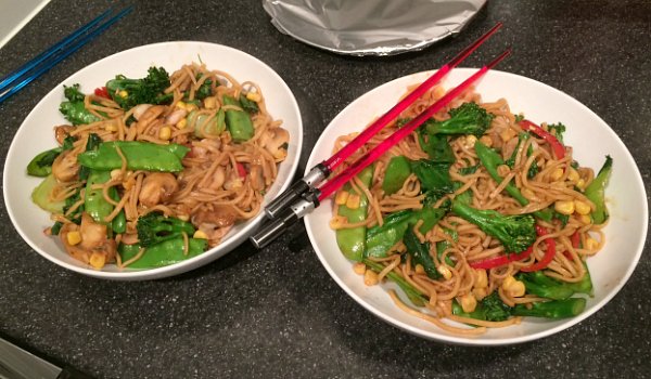 Empty The Storecupboard Challenge 2016 Week 3 stir fried egg noodles and prawns