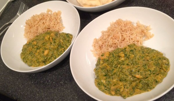 Empty the Storecupboard Challenge Week 6 Prawn Spinach curry and rice