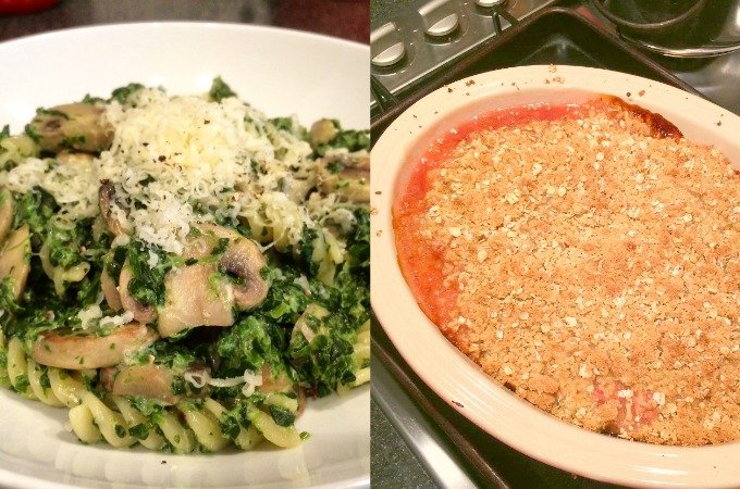 EmptyThe FC freezer challenge week 3 spinach pasta rhubarb crumble Penny Golightly