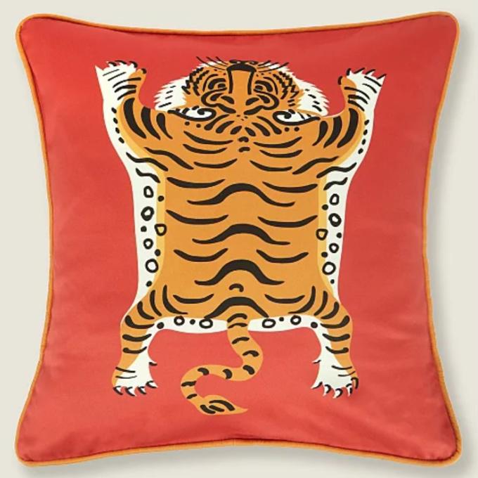 George Sahara red tiger print cushion