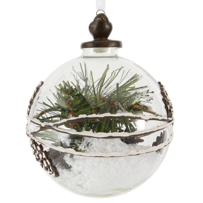 Homebase Winter Retreat snow filled pinecone bauble