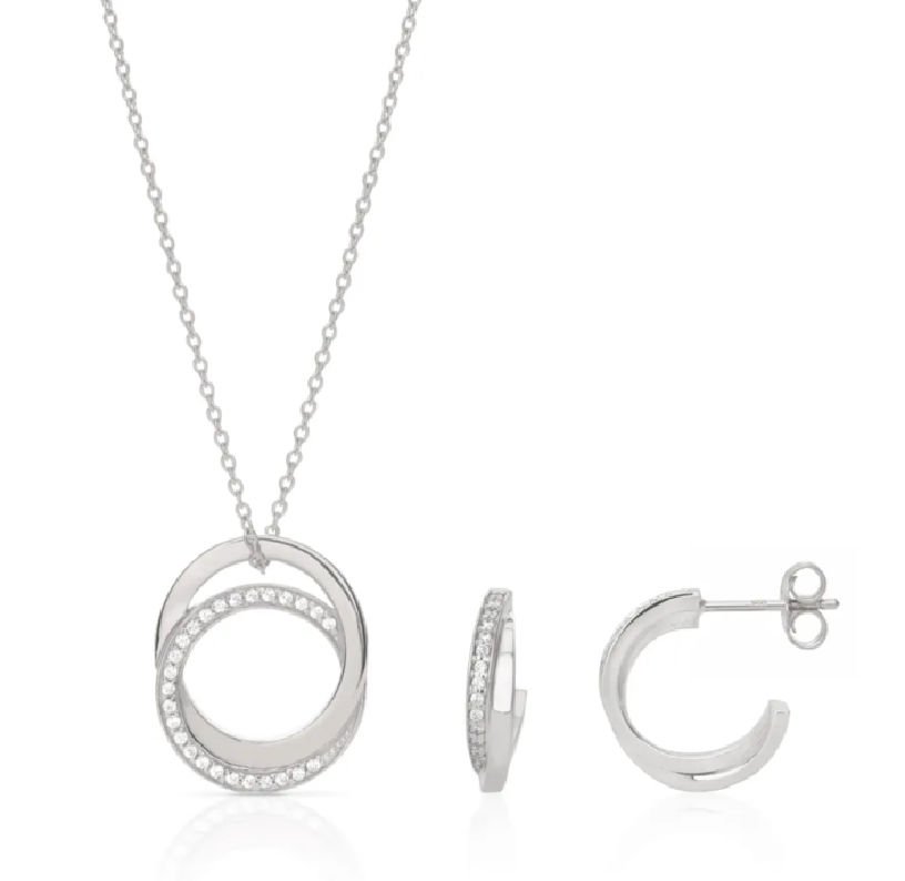 John Greed Signature Silver CZ Entwined Jewellery Set
