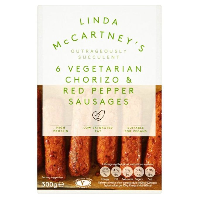 Linda McCartney plastic free packaging chorizo