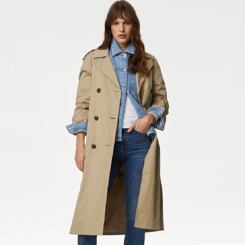Marks & Spencer cotton rich longline trench coat