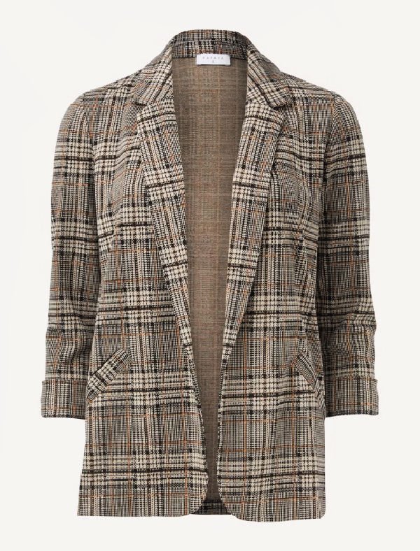 Matalan brown check ponte blazer budget fashion for autumn