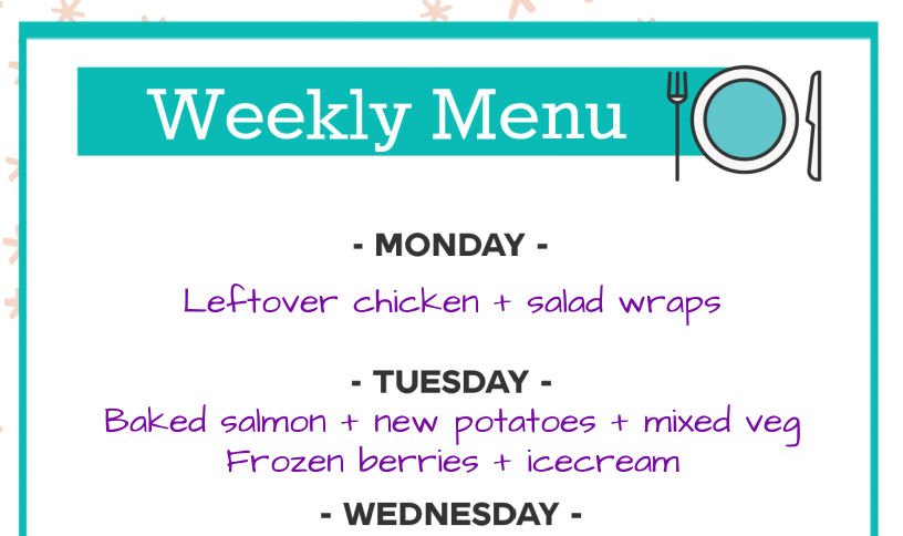 Cheap weekly menu plan ideas