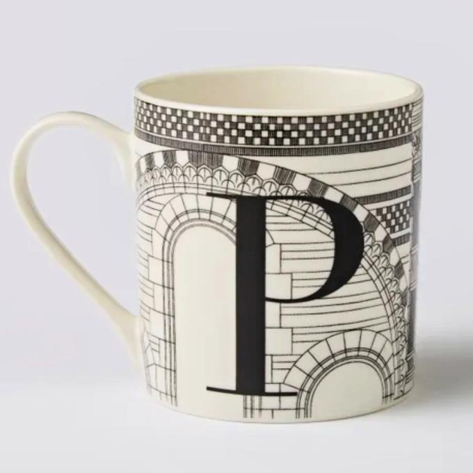 NHM Dunelm Waterhouse monogram letter P mug