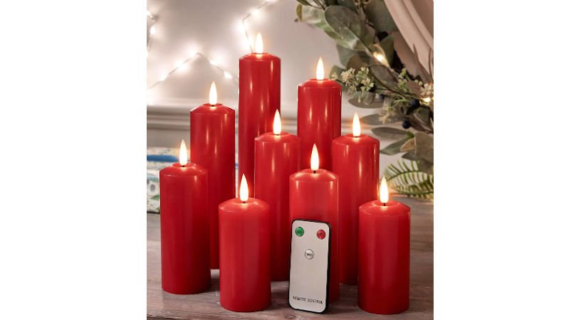 Nine Tru-Glo Christmas candles real wax electric with remote control