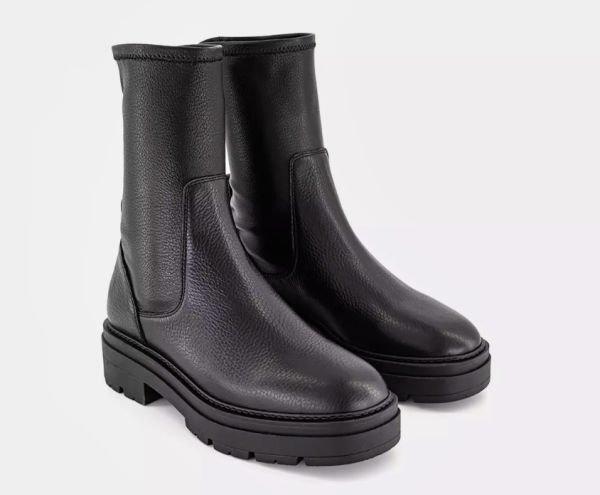 Office Amira Cleated Sock Boots in Black Leather AW23 affordable