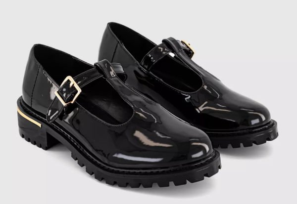 Office Fern Cleated Sole Mary Jane shoes in Black Patent cheap flats for Autumn