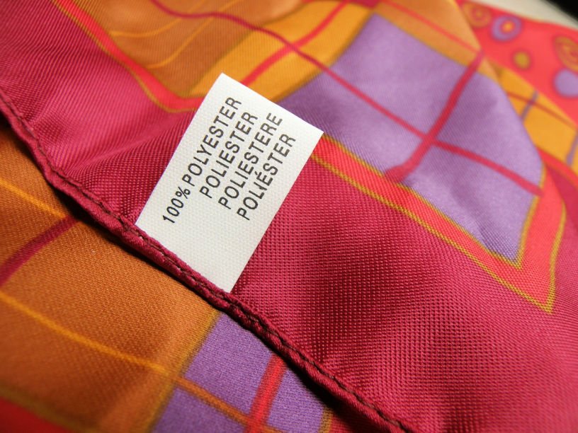 polyester label on a scarf not sustainable and affordable
