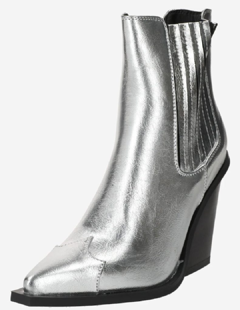 RAID Lianna Western Ankle Boots in Silver Metallic