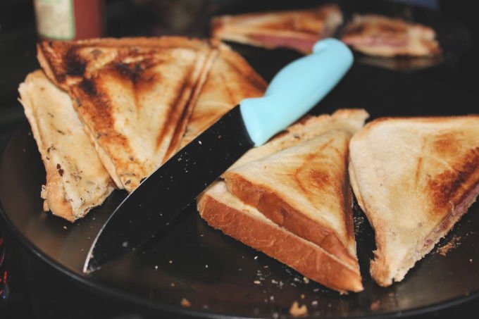 toasted sandwich with inside out breadcrusts