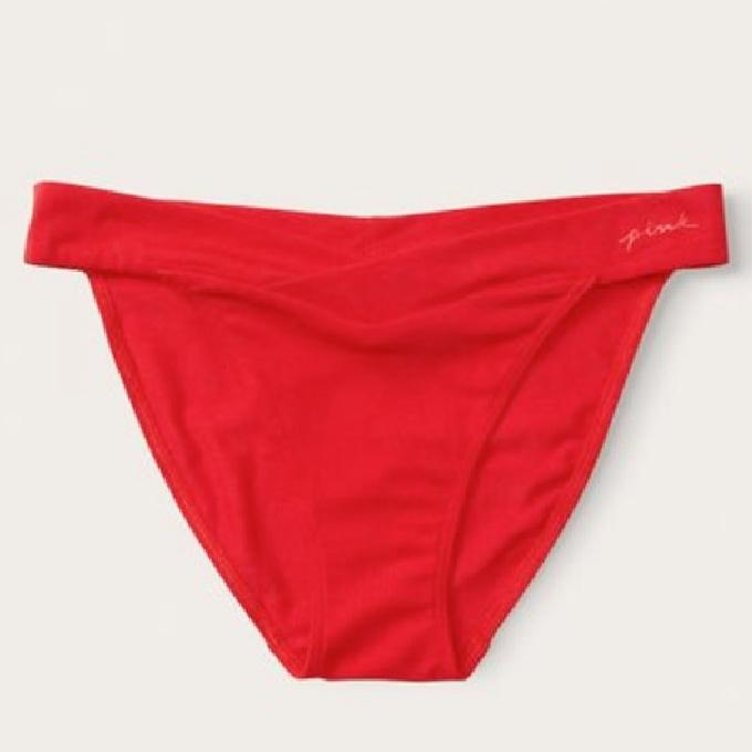 Victorias Secret PINK red cotton crossover bikini brief panty