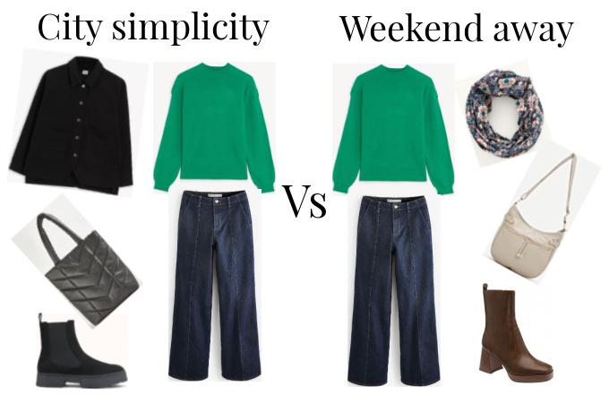 Winter capsule wardrobe outfit 1 with options