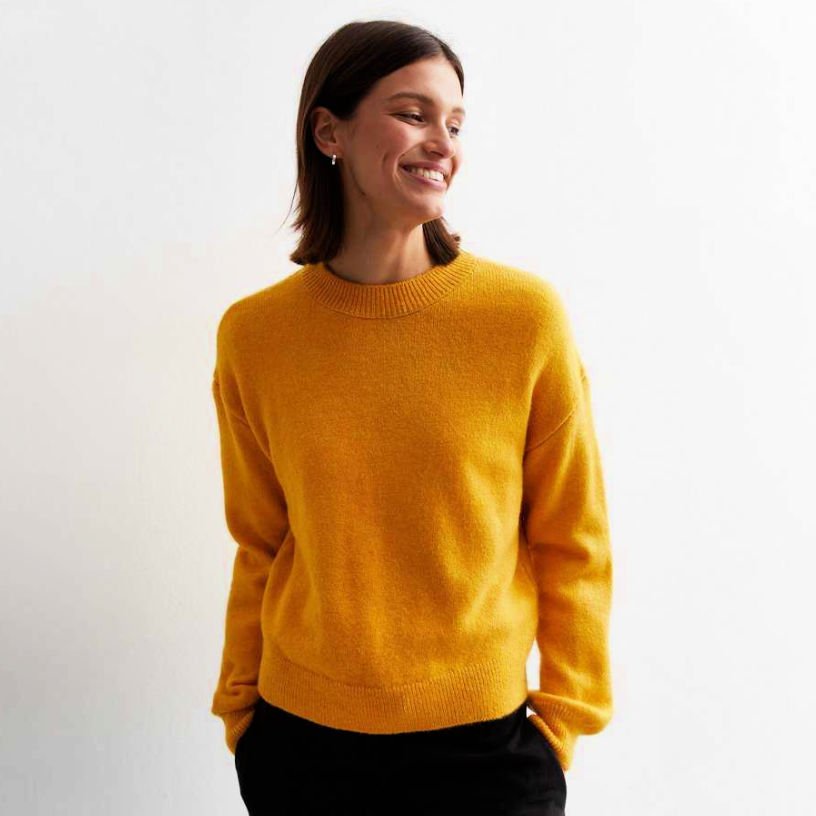 New Look bright yellow crew neck jumper lightweight 